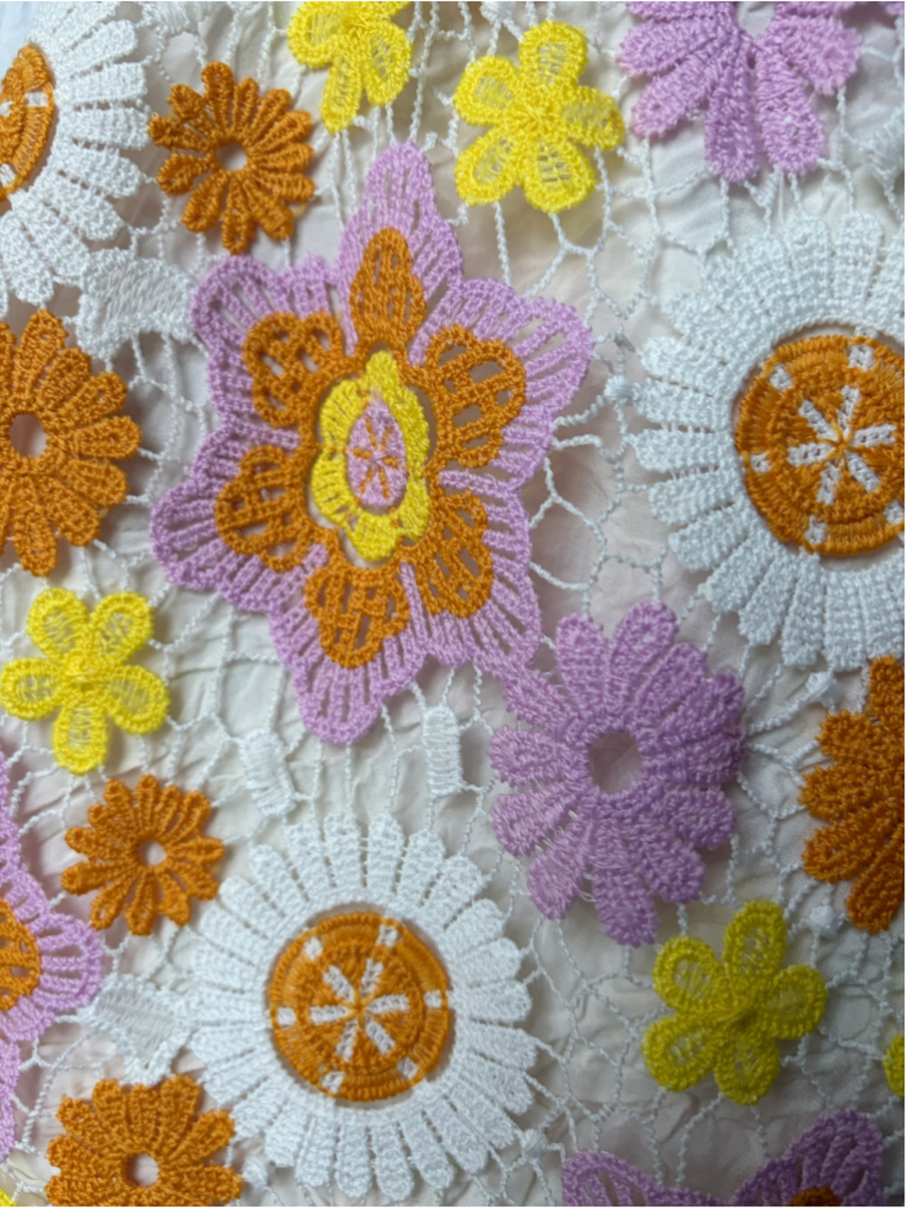 Women's Zara Floral Crochet Mini Skirt, Size XS, White/Orange/Yellow - Picture 5 of 5
